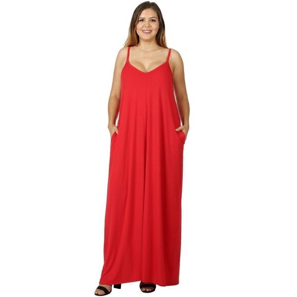 - Plus Size Maxi dress with side pockets - Picture 1 of 1